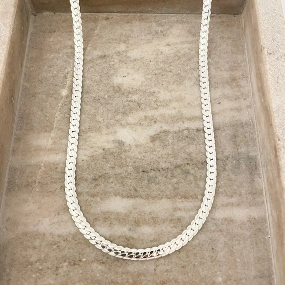 925 Sterling Silver Snake Chain Necklace Herringbone Necklace Chain 6 MM - Picture 1 of 7